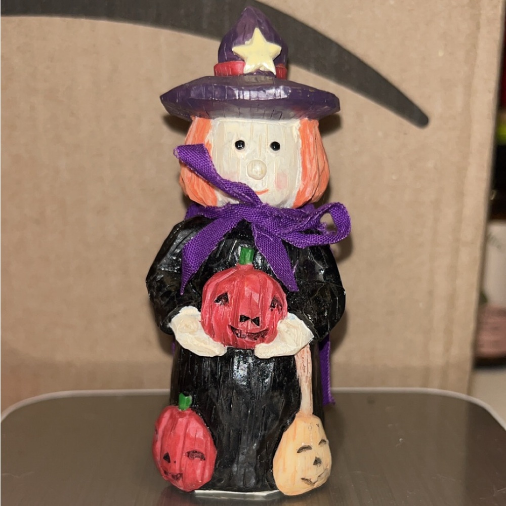 Halloween Witch Figurine with Pumpkins